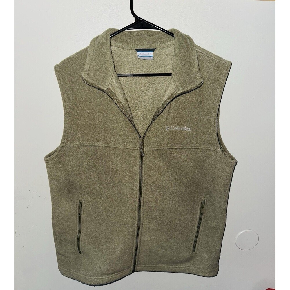 Columbia Fleece Vest Olive Green Full Zip Outdoor Men’s Medium